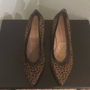HISPANITAS Cheetah Print Calf Hair Pointy Pump Womens 38 Brown Black Cone heel